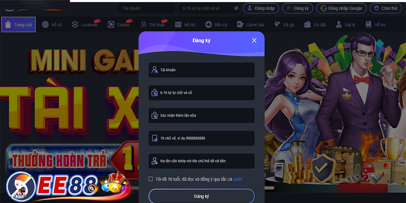 Đăng ký EE88 | Nhận Thưởng Chào Mừng hấp dẫn